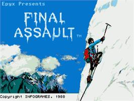 Title screen of Final Assault on the Commodore Amiga.