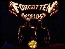 Title screen of Forgotten Worlds on the Commodore Amiga.