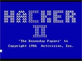 Title screen of Hacker 2: The Doomsday Papers on the Commodore Amiga.