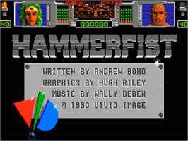 Title screen of Hammerfist on the Commodore Amiga.