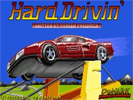 Title screen of Hard Drivin' on the Commodore Amiga.