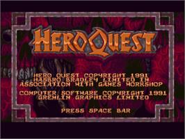 Title screen of Hero Quest: Return of the Witch Lord on the Commodore Amiga.