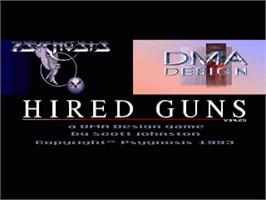 Title screen of Hired Guns on the Commodore Amiga.