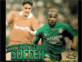 Title screen of International Soccer on the Commodore Amiga.