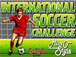 Title screen of International Soccer Challenge on the Commodore Amiga.