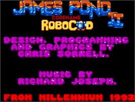 Title screen of James Pond 2: Codename: RoboCod on the Commodore Amiga.