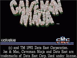 Title screen of Joe & Mac: Caveman Ninja on the Commodore Amiga.