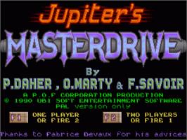 Title screen of Jupiter's Masterdrive on the Commodore Amiga.