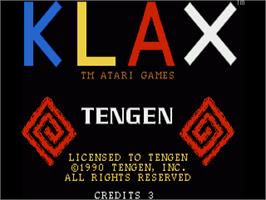 Title screen of Klax on the Commodore Amiga.