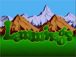 Title screen of Lemmings on the Commodore Amiga.