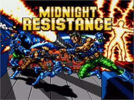 Title screen of Midnight Resistance on the Commodore Amiga.