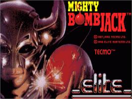 Title screen of Mighty Bombjack on the Commodore Amiga.