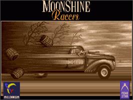 Title screen of Moonshine Racers on the Commodore Amiga.