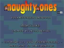 Title screen of Naughty Ones on the Commodore Amiga.