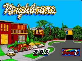 Title screen of Neighbours on the Commodore Amiga.