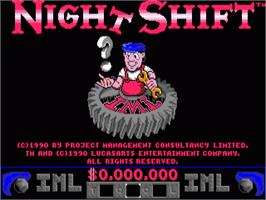 Title screen of Night Shift on the Commodore Amiga.