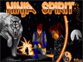 Title screen of Ninja Spirit on the Commodore Amiga.
