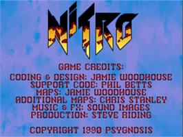 Title screen of Nitro on the Commodore Amiga.