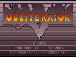Title screen of Obliterator on the Commodore Amiga.