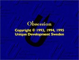 Title screen of Obsession on the Commodore Amiga.
