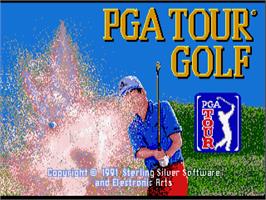 Title screen of PGA Tour Golf on the Commodore Amiga.