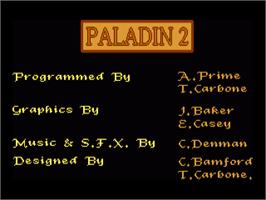 Title screen of Paladin 2 on the Commodore Amiga.