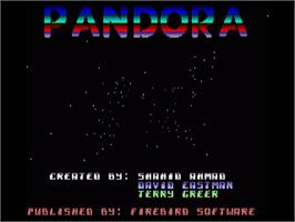 Title screen of Pandora on the Commodore Amiga.