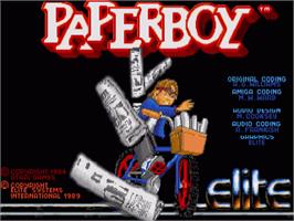 Title screen of Paperboy on the Commodore Amiga.