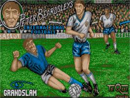 Title screen of Peter Beardsley's International Football on the Commodore Amiga.