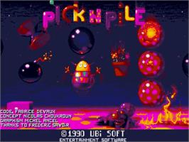 Title screen of Pick 'n' Pile on the Commodore Amiga.