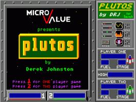 Title screen of Plutos on the Commodore Amiga.