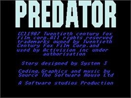 Title screen of Predator on the Commodore Amiga.