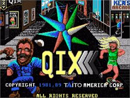 Title screen of Qix on the Commodore Amiga.
