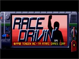 Title screen of Race Drivin' on the Commodore Amiga.