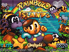 Title screen of Rainbow Islands on the Commodore Amiga.