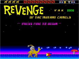 Title screen of Revenge of the Mutant Camels on the Commodore Amiga.