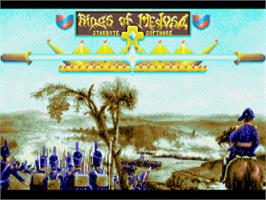 Title screen of Rings of Medusa on the Commodore Amiga.