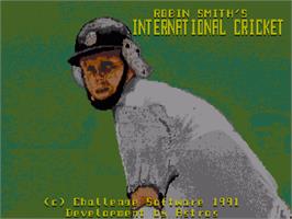 Title screen of Robin Smith's International Cricket on the Commodore Amiga.