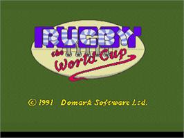 Title screen of Rugby: The World Cup on the Commodore Amiga.