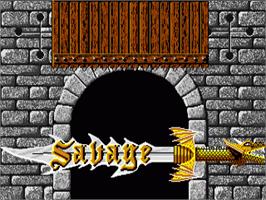 Title screen of Savage on the Commodore Amiga.