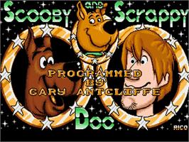 Title screen of Scooby Doo and Scrappy Doo on the Commodore Amiga.
