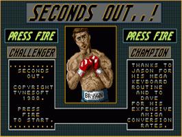 Title screen of Seconds Out on the Commodore Amiga.
