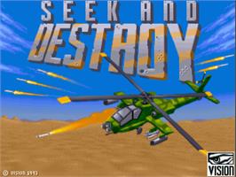 Title screen of Seek and Destroy on the Commodore Amiga.