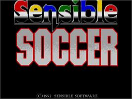 Title screen of Sensible Soccer: European Champions on the Commodore Amiga.