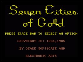 Title screen of Seven Cities of Gold on the Commodore Amiga.