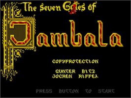 Title screen of Seven Gates of Jambala on the Commodore Amiga.