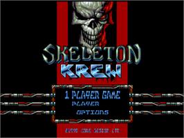 Title screen of Skeleton Krew on the Commodore Amiga.