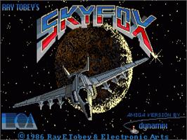 Title screen of Sky Fox on the Commodore Amiga.
