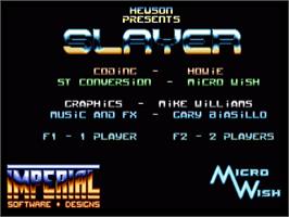Title screen of Slayer on the Commodore Amiga.