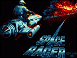 Title screen of Space Racer on the Commodore Amiga.